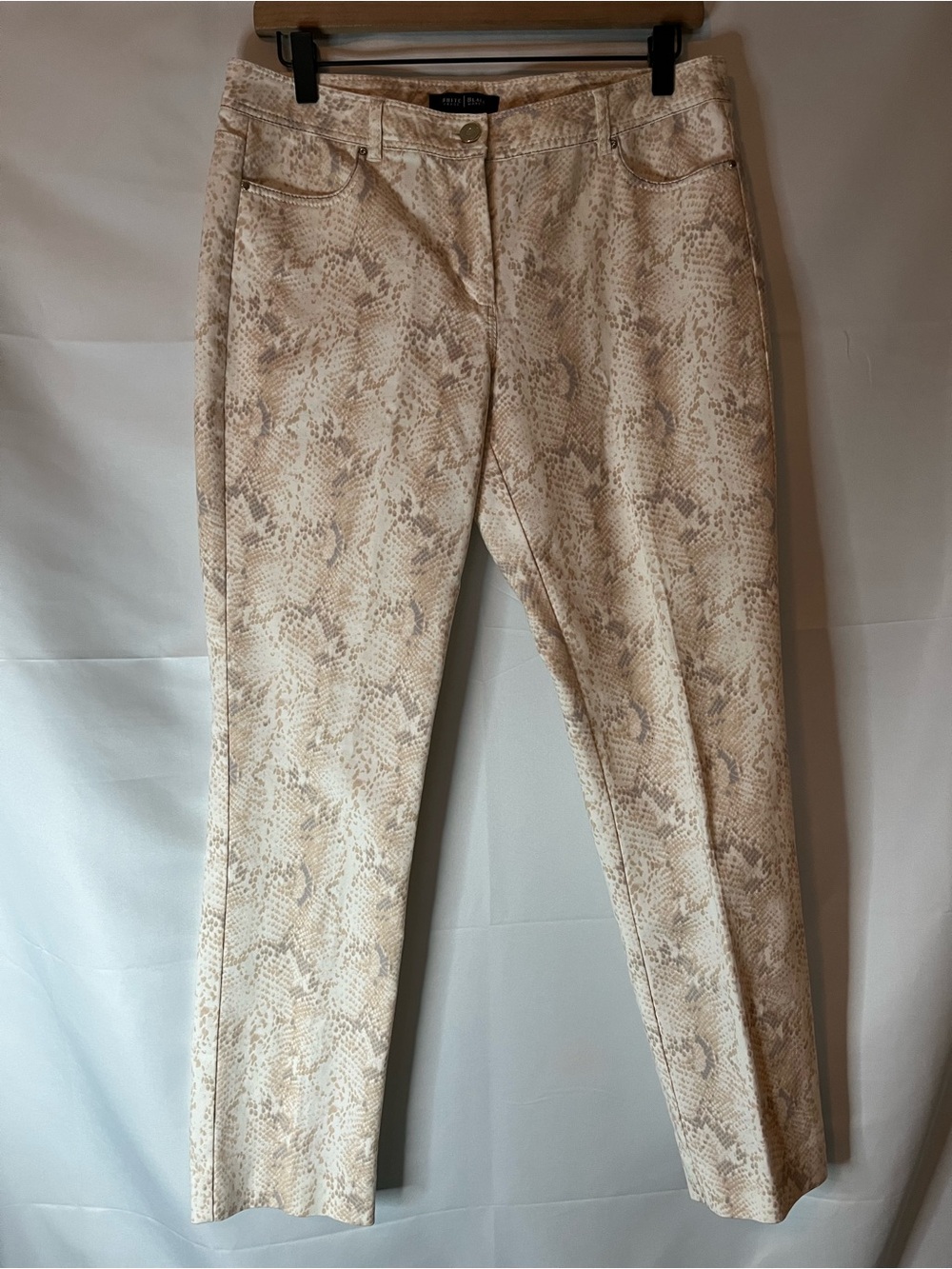 White House Black Market Beige Snake-Print Slim Leg Pants